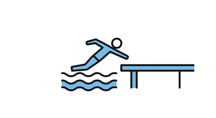 Obraz premium A silhouette of a person diving into a pool