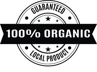 Guaranteed organic local product, stamp  logo design, stamp seal approved logo design,