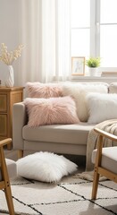 Luxurious Fluffy Fur Throw Pillows and Cushions for Living Room Decor