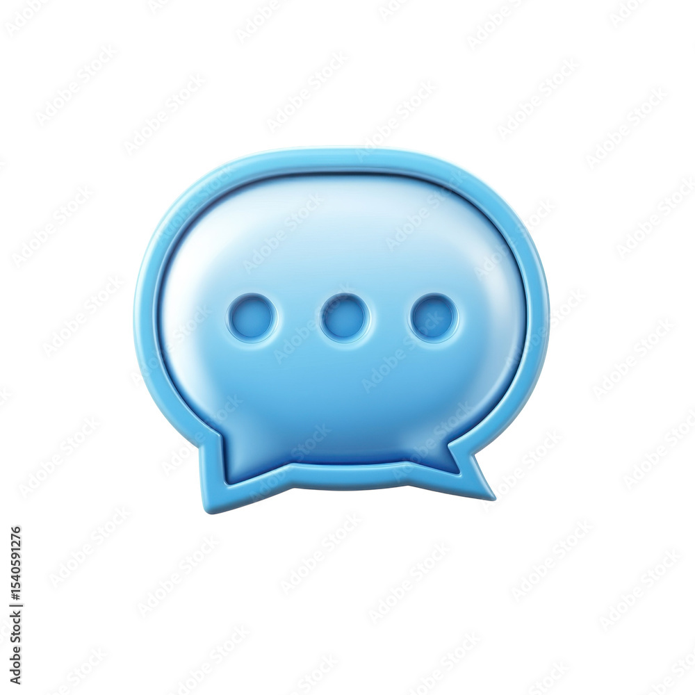 Poster blue dialogue bubble icon communication chat talk message comment on transparent background