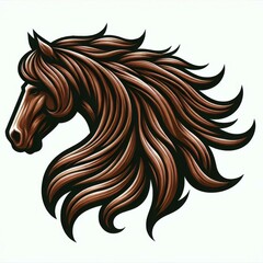 Fototapeta premium Brown Horse Head Profile with Long Mane