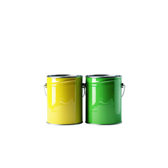 Two Paint Cans - Yellow and Green - Studio Shot