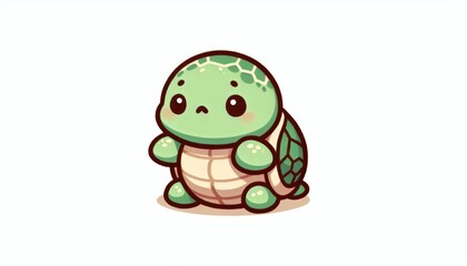 Cute Cartoon Green Turtle Illustration