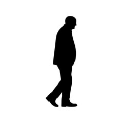 Fat older man silhouette vector flat illustration design.