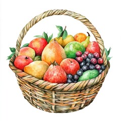 Watercolor fruit basket illustration