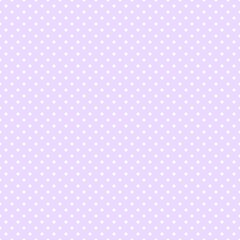 White polka dot seamless pattern on lavender background with repeating small dots