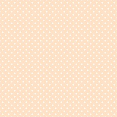 White polka dot seamless pattern on peach cream background with soft repeating dots