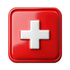 Obraz premium Glossy Medical Symbol of Healing Healthcare Cross Icon for Clinics on transparent background