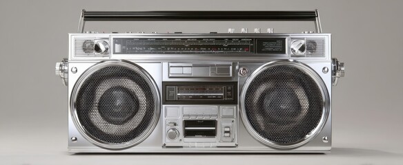 The classic boombox radiating retro vibes and powerful sound for music lovers.