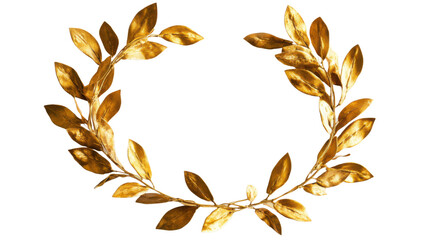 Golden olive crown wreath on white background 