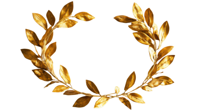 Golden olive crown wreath on white background 