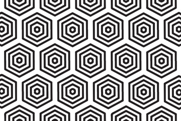 Fototapeta premium Geometric hexagonal pattern in minimal black and white style Vector