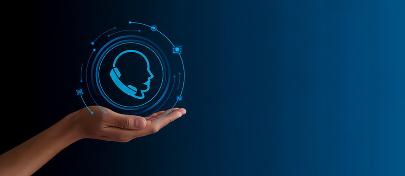 Customer service support call center help desk assistance virtual AI technology concept design