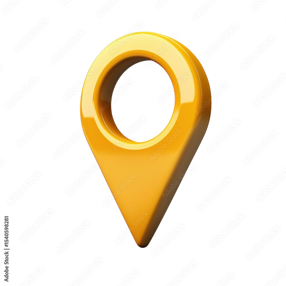 Poster Sleek Golden Location Pointer Icon Navigation Symbol Shiny 3D Render on transparent background