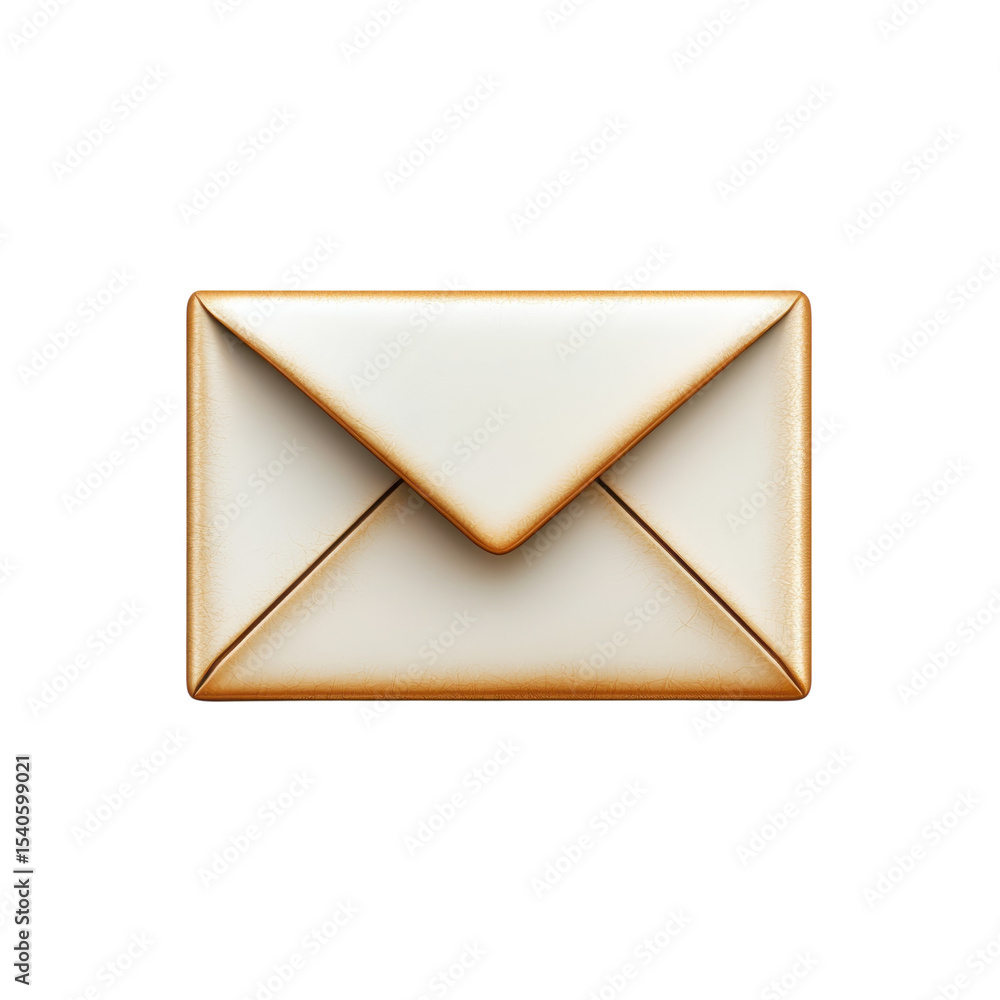 Aufkleber cream colored envelope with gold trim a message of connection on transparent background