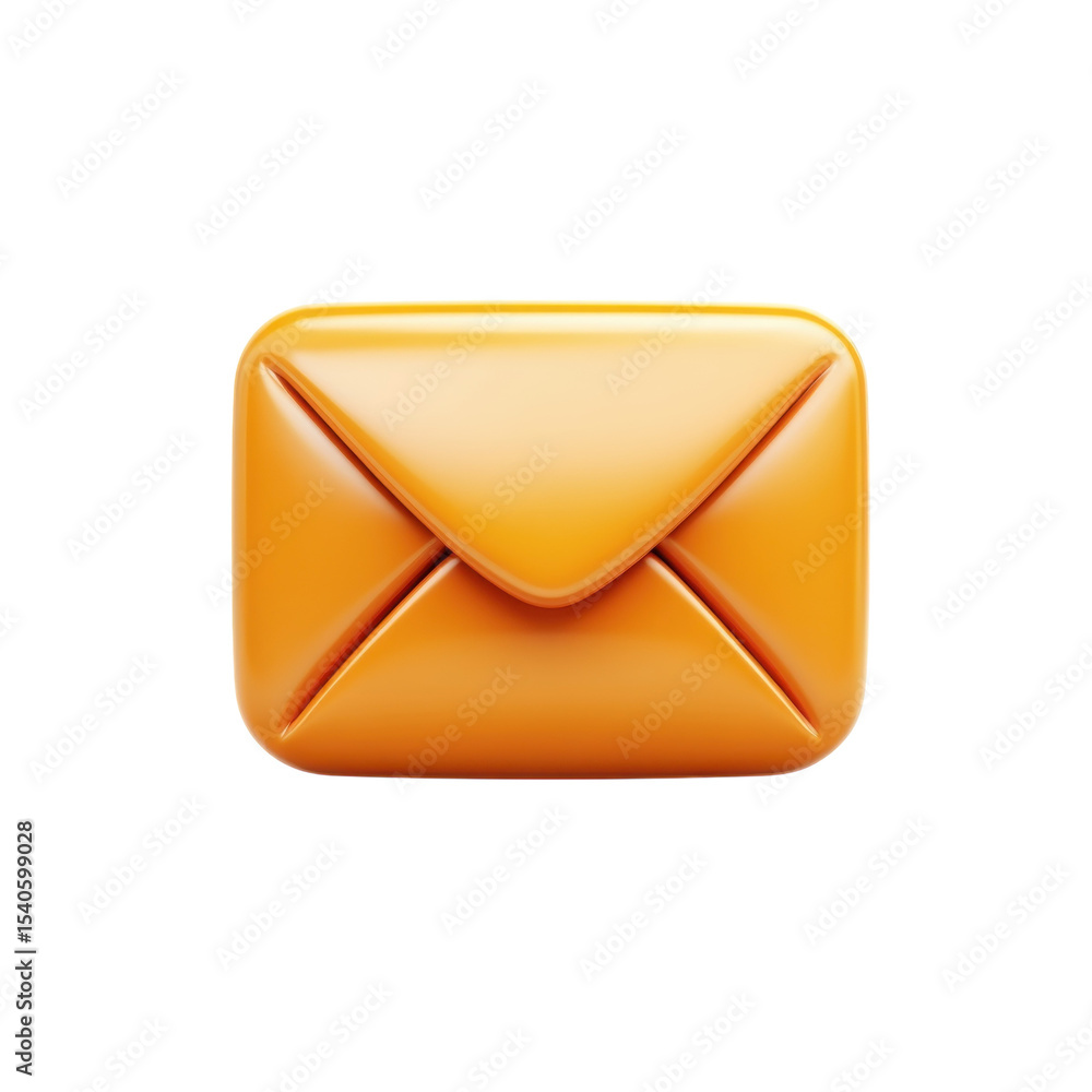 Poster golden email a 3d render of communication notification and messages on transparent background