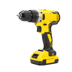 Yellow and Black Cordless Drill A Powerful Tool for DIY Projects and Professional Use isolated on transparent bacckground