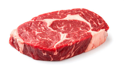Fototapeta premium Raw Ribeye Steak with Marbling on White