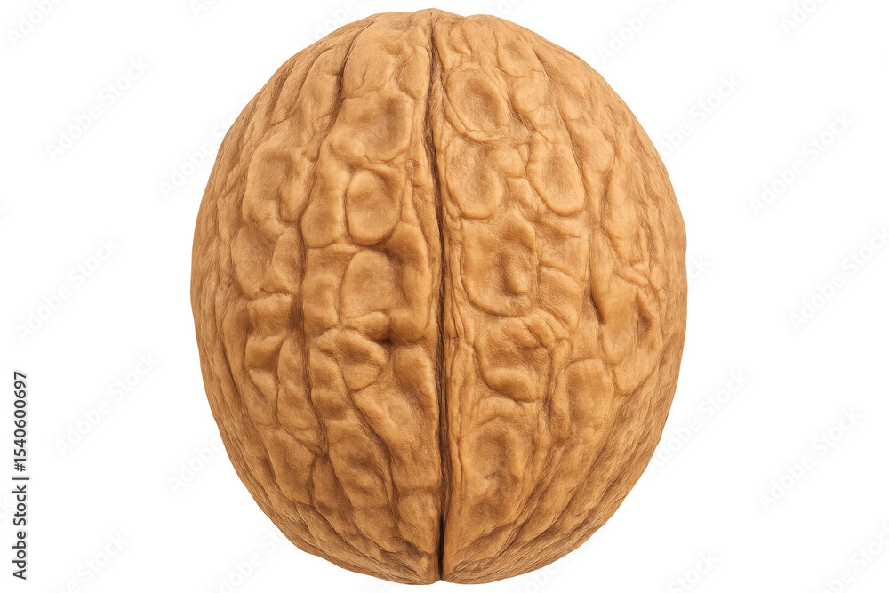 Poster close-up of a walnut shell showing its intricate texture, isolated on a transparent background for e