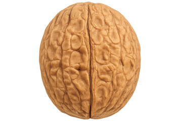 Obraz premium Close-up of a walnut shell showing its intricate texture, isolated on a transparent background for easy compositing