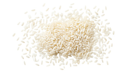Uncooked Arborio Rice Grains Scattered on transparent Background Food Photography Perfect for Culinary Websites and Recipe Blogs