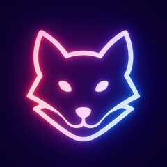 Fototapeta premium Neon fox glowing silhouette art.