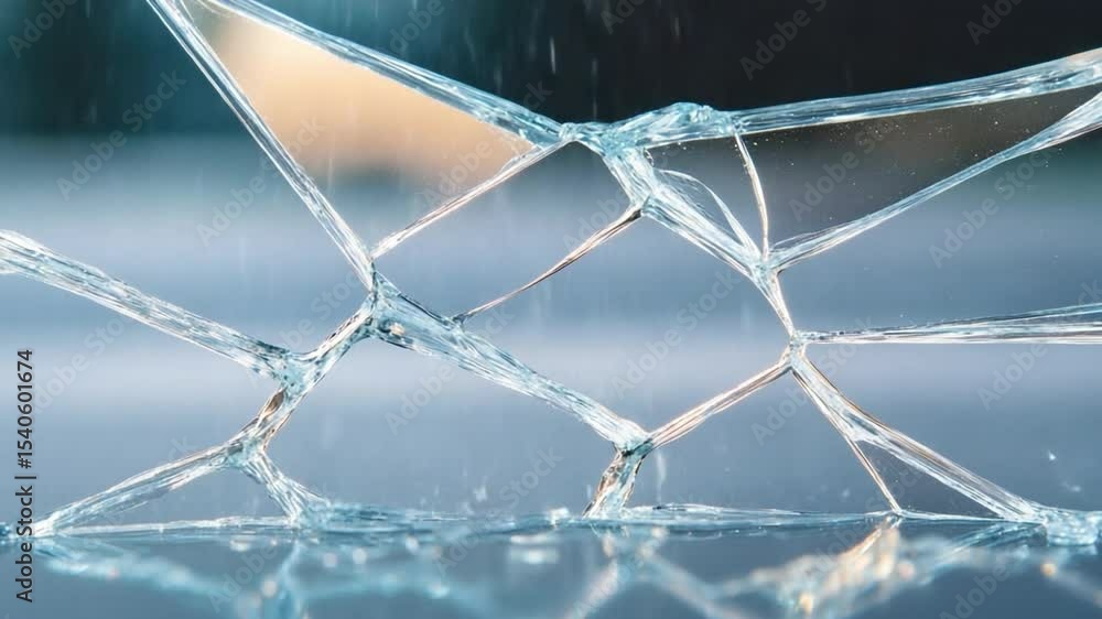 Aufkleber shattered reflection: a mesmerizing abstract showcases a web of fragmented glass, reflecting an intr