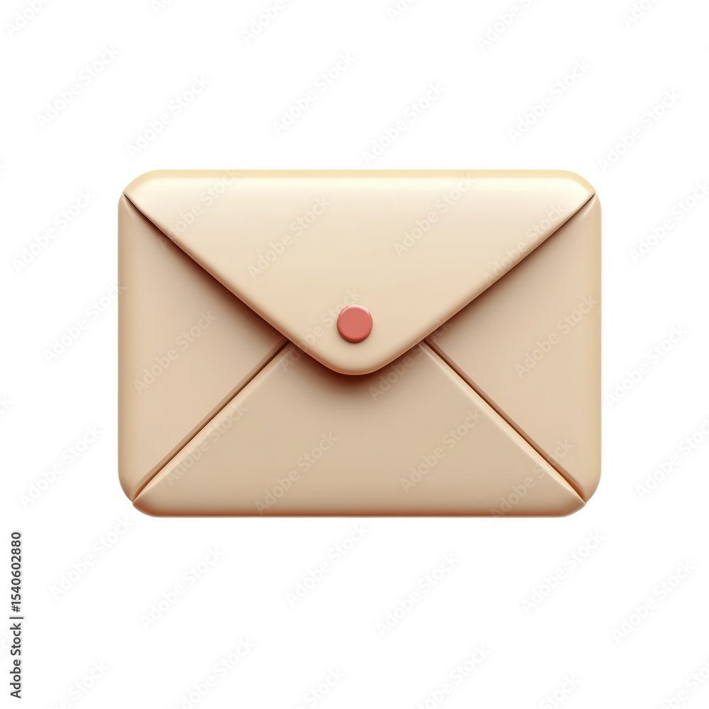 Poster pastel email icon cream envelope button message notification communication on transparent background