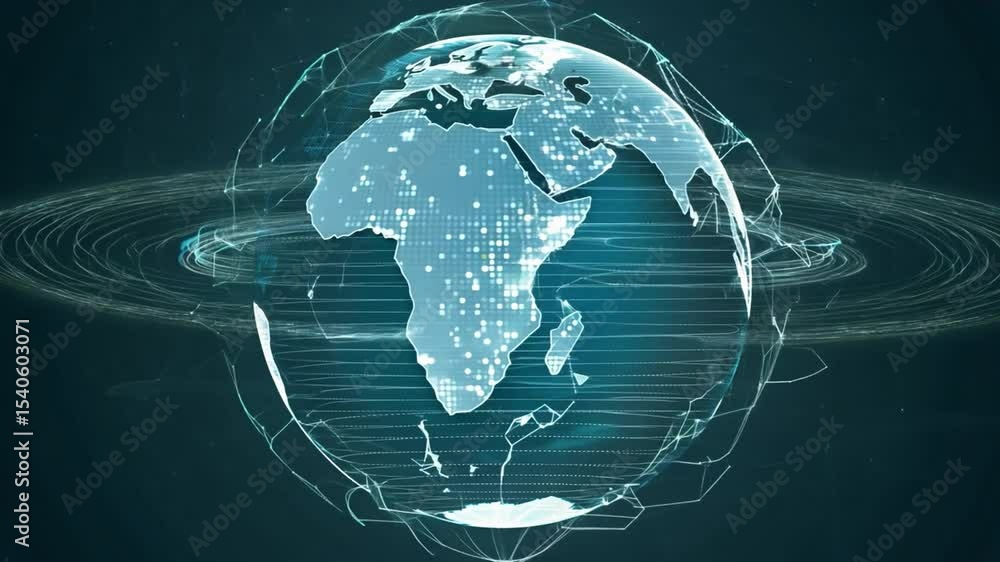Poster futuristic digital globe representation with dots and lines symbolizing global connectivity and info