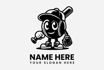 A baseball character wearing a cap and holding a bat, smiling.