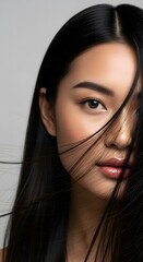 Stunning Portrait of a Young Woman with Long Black Hair