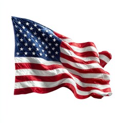 Obraz premium A majestic American flag waving proudly in the breeze. The flag's colors and stars are vibrant against the sky, evoking feelings of patriotism and national pride.
