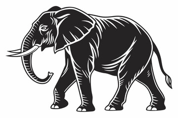 elephant sihouette black vector