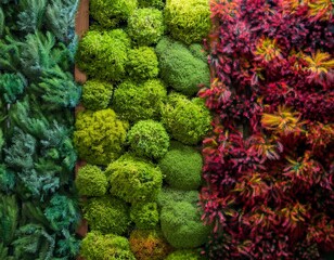 multicolor preserved moss wall decor eco design concept vertical gardening interior design freshness organic texture natural wallpaper with vivid green colours eco friendly home decor