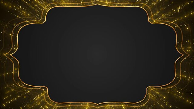 Elegant Golden Frame for Special Occasions Golden sparkler frame black background. Space. Glowing festive border with sparkles. Concept of Christmas, celebration, festivity, fireworks, elegant design
