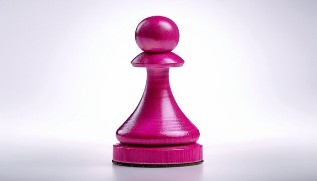 a fusia pink wooden chess pawn on a white background