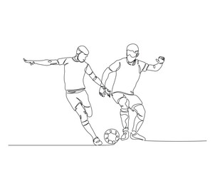football player in action outline illustration. Continuous line drawing of football player.