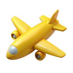Yellow cartoon airplane icon isolated on transparent background