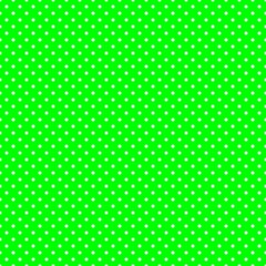 White polka dot seamless pattern on neon green background with vibrant repeating dots