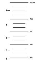Vertical measuring ruler with markings for baby food.