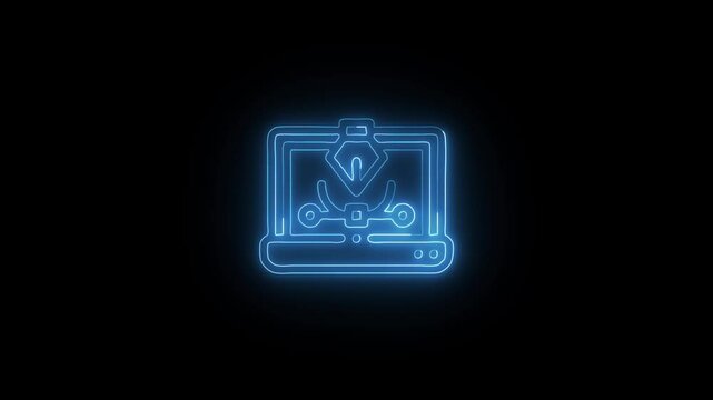 Glowing Typography and Symbol in HD Video Neon Animation on Black Background