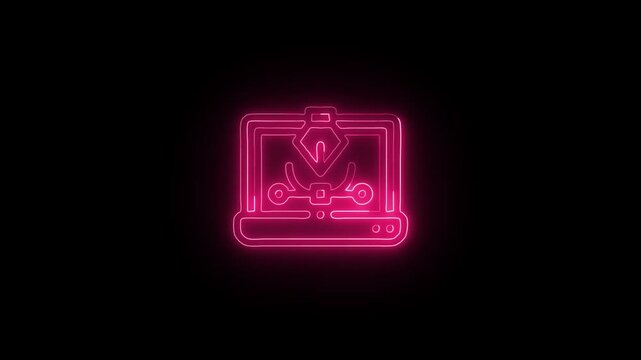 Glowing Typography and Symbol in HD Video Neon Animation on Black Background