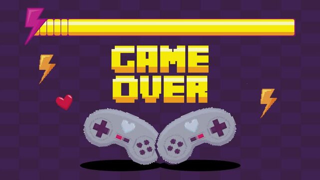 Game over, video game control animation 4k