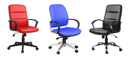 Colorful Office Chairs in Red, Blue, and Black for Modern Workspace