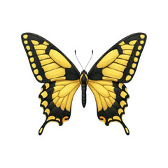 Fototapeta premium Beautiful Yellow and Black Butterfly with Detailed Wing Patterns Isolated on White Background Transparent background or png