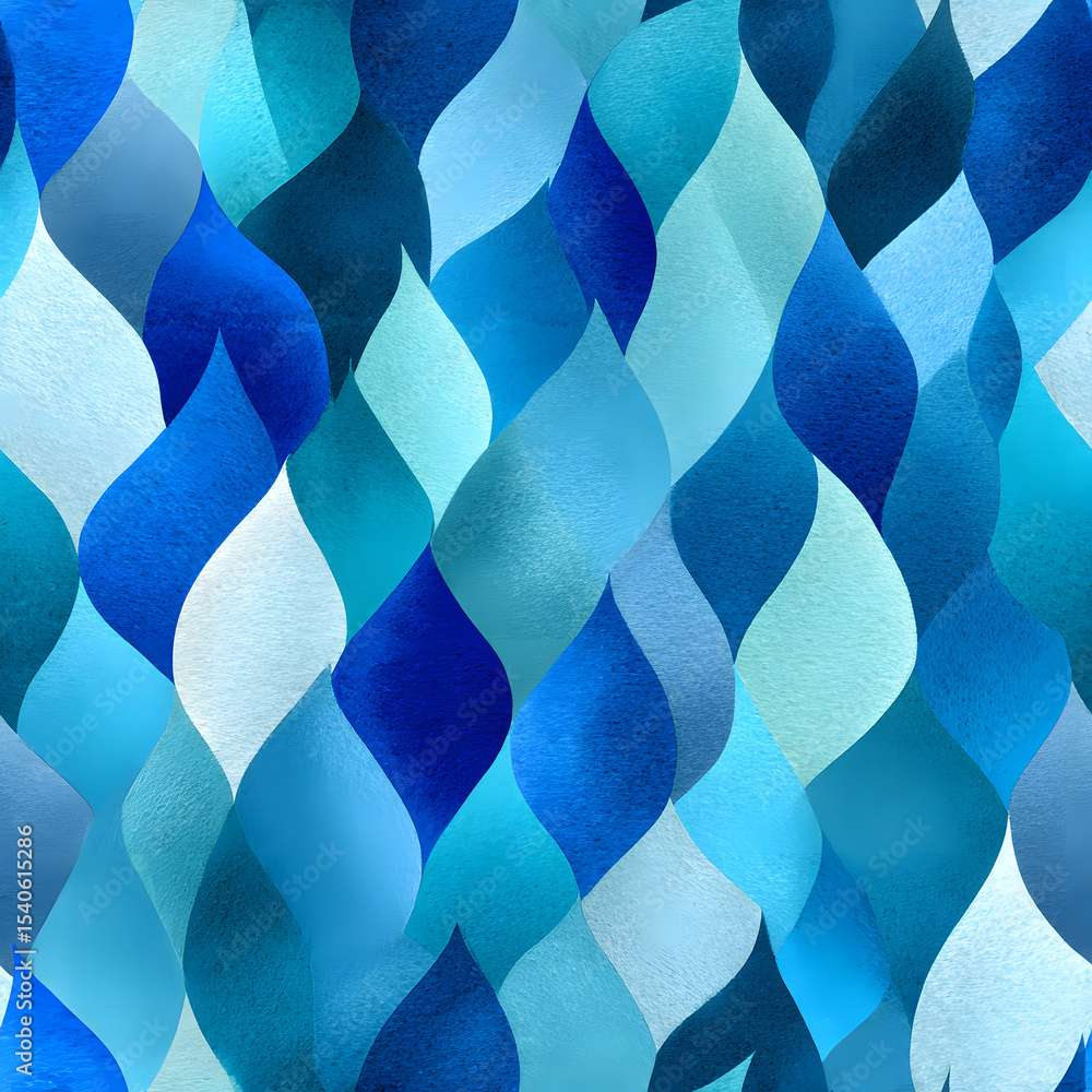 Poster seamless watercolor abstract pattern with teardrop shapes on a soft blue background. simple bold and
