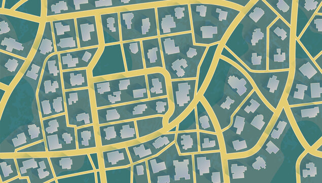 Generic city map of streets, roads, house. Top view of modern city. Abstract navigation plan of huge urban area. Editable vector illustration