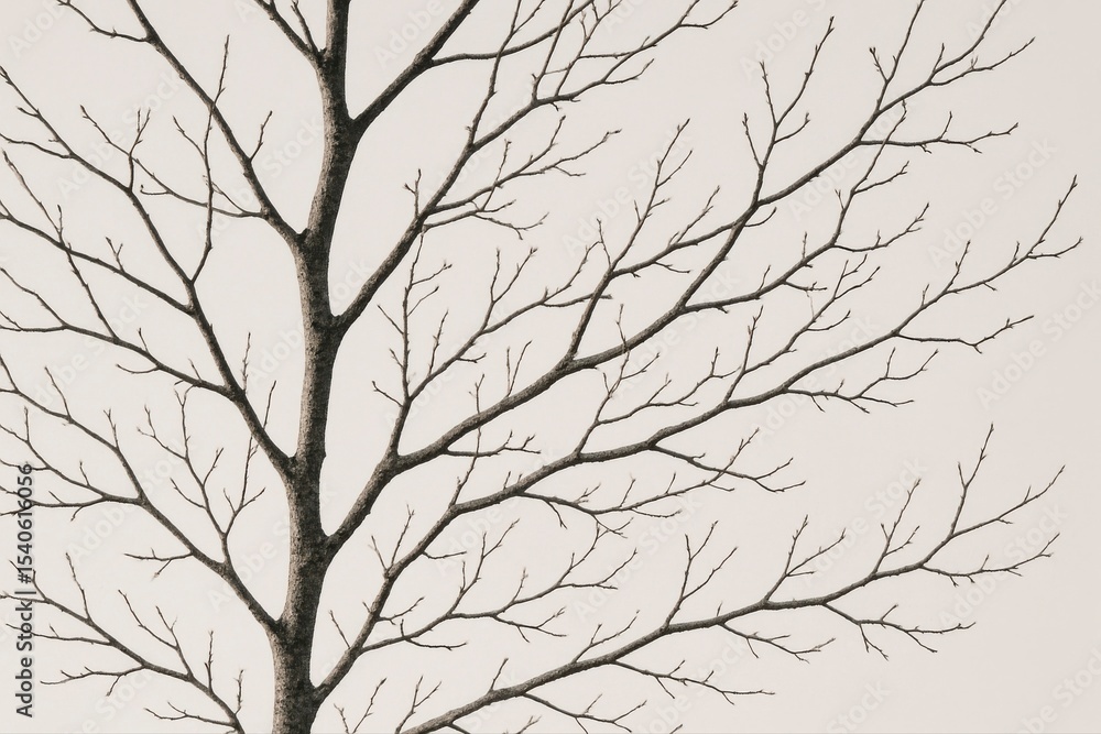 Poster a bare tree branches against a plain background in a close up view