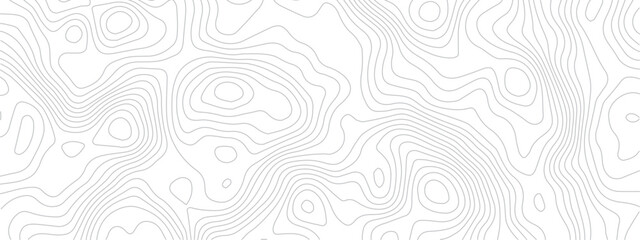 Stylized Abstract Landscape Pattern with Topographic Lines of Coastal and Mountain Regions in a Repeating Geometric Grid Layout
