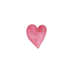 Simple uneven textured isolated watercolor pink heart hand drawn wet effect watercolor pink heart
